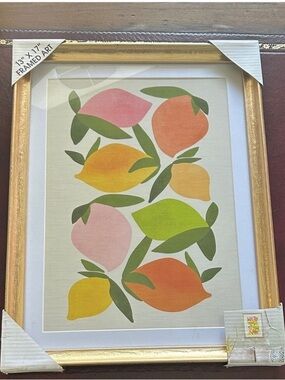 Modern Wild Mango Art Matted Framed Wall Art 13 x 17 Easy Hang Golden Frame